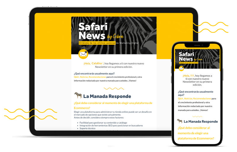 Safari News en un tablet y iphone
